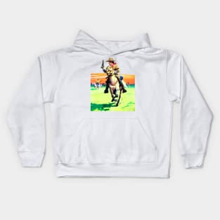 Running on Horseback through The  Desert Buffalo Bill Western Robbery Cowboy Retro Comic Kids Hoodie